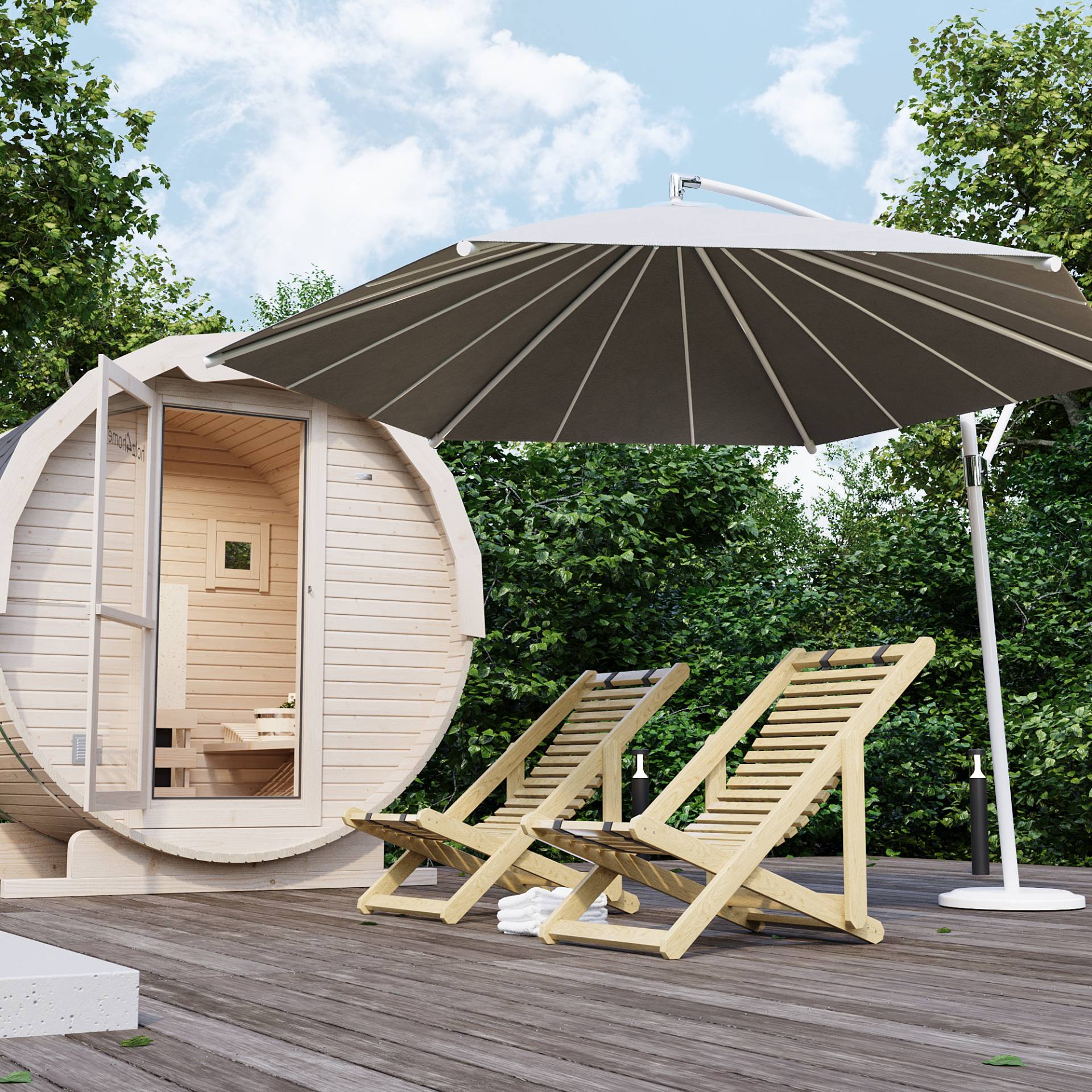 Gartenlounge Liegestuhl Holz Sonnenliege
