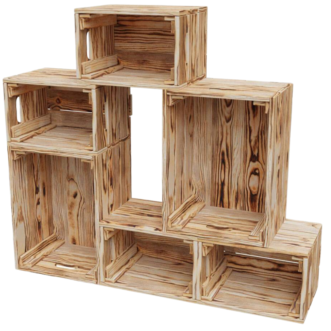 6 tlg. Set Holzkiste | Weinkiste zum Dekorieren von holz4home®