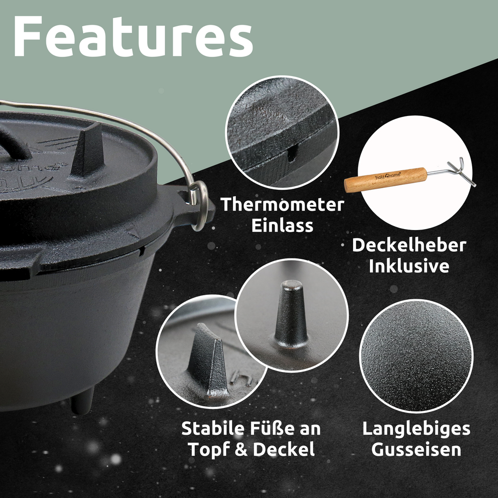 Dutch Oven 9Liter mit Zubehör
