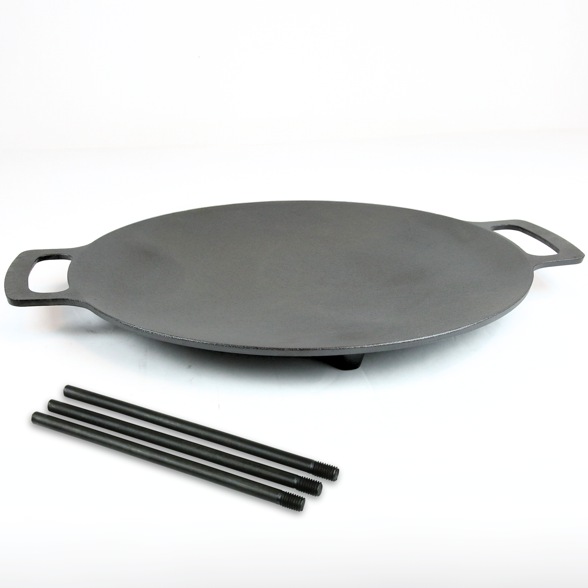 Grillplatte aus Gusseisen Ø44cm rund I Grillpfanne Dreibein