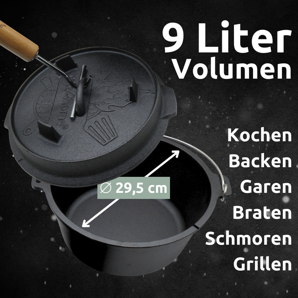Dutch Oven 9Liter mit Zubehör