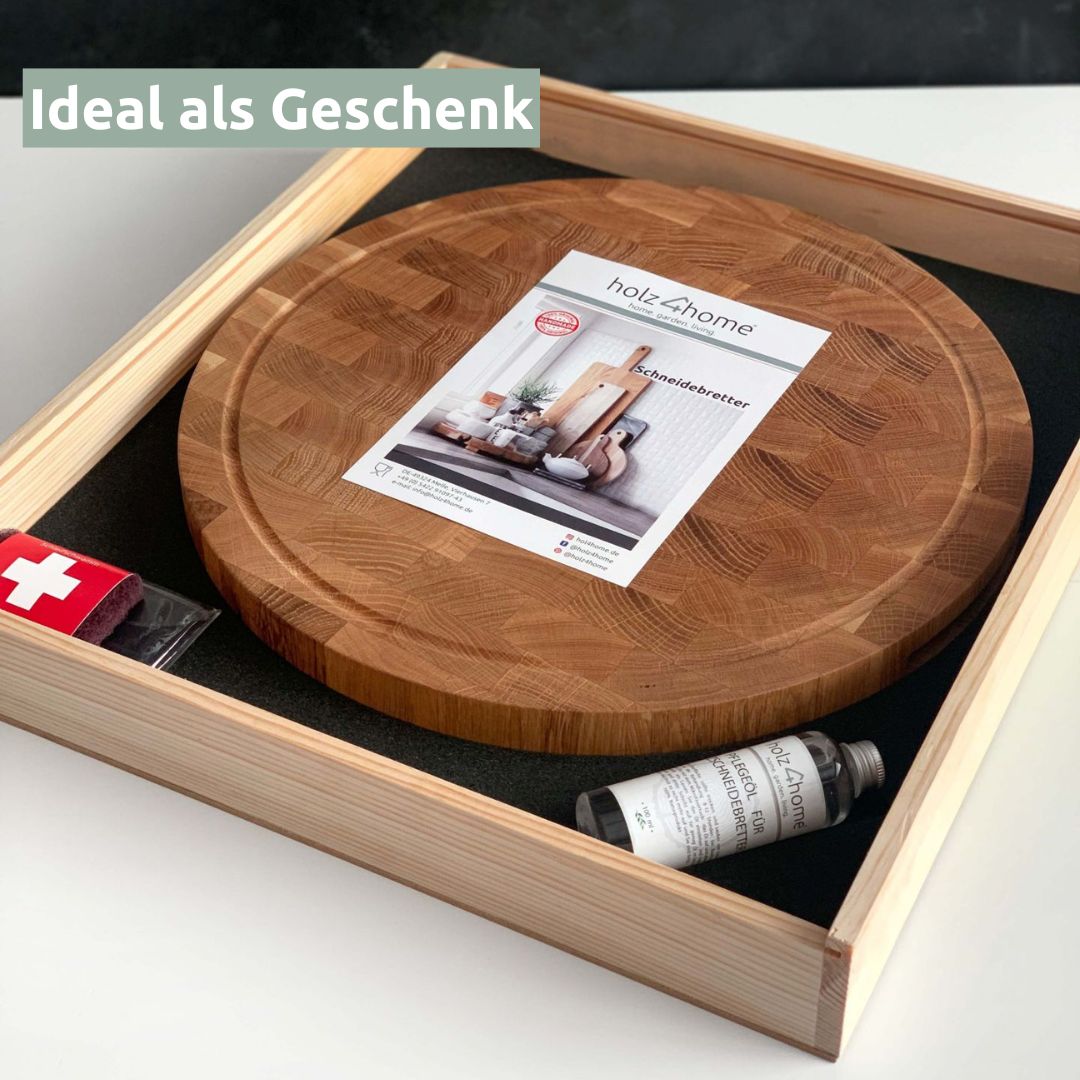 Premium Schneidebrett-Set rund ø40 cm | Hackblock aus Eiche