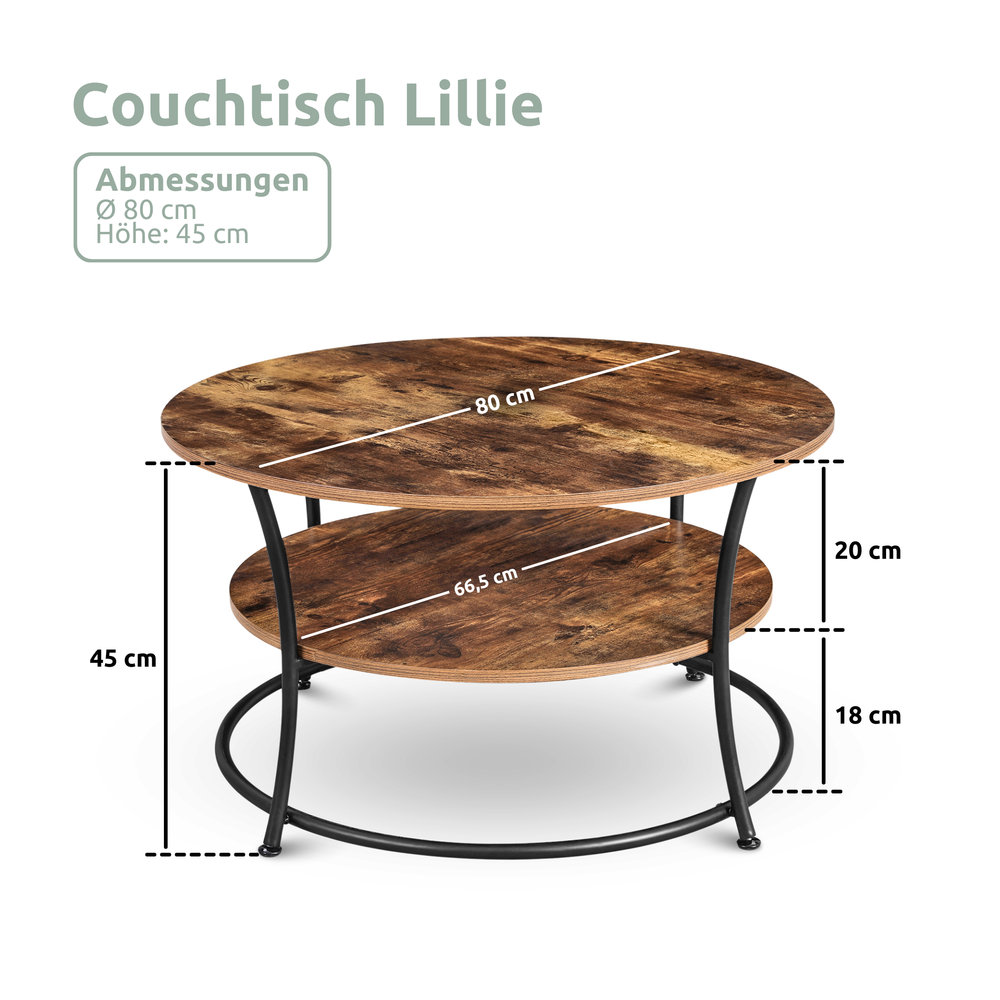 Couchtisch "Lillie" mit 2 Ablagen