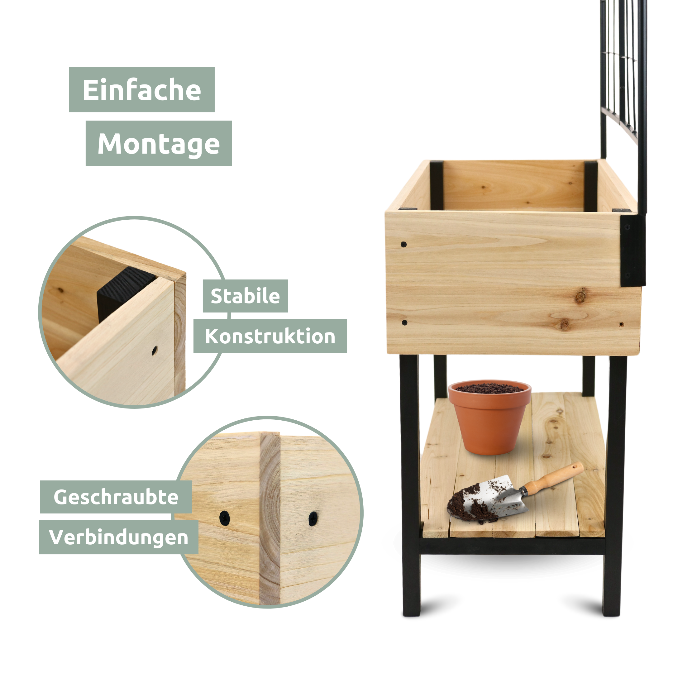 Hochbeet mit Rankgitter aus Metall I Ideal für den Balkon oder Terrasse