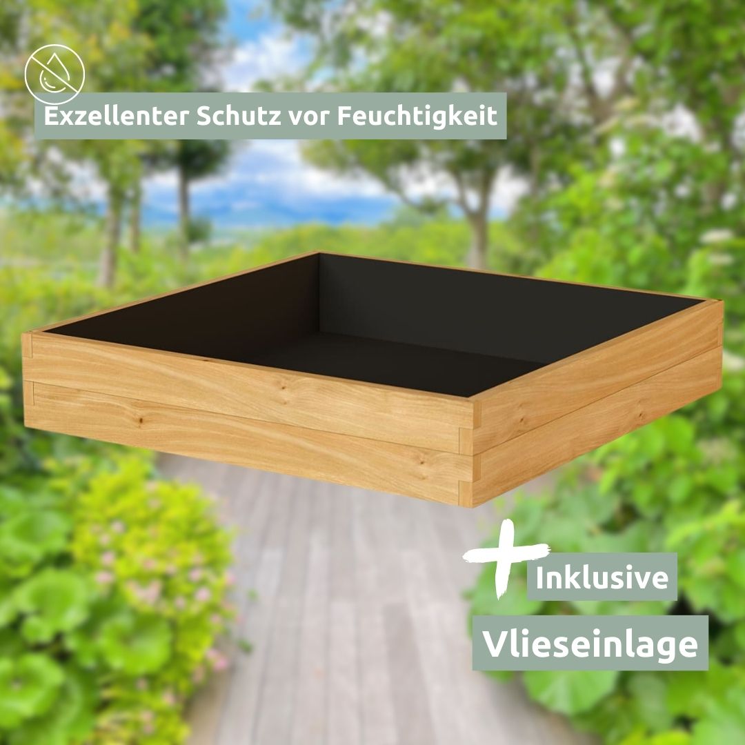 Hochbeet aus Holz mit Vlieseinlage und Metallstiften