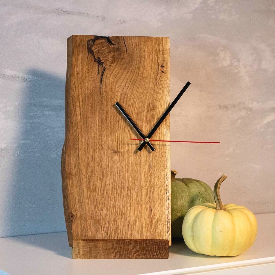 Wanduhr | Aufstelluhr aus massiver Eiche