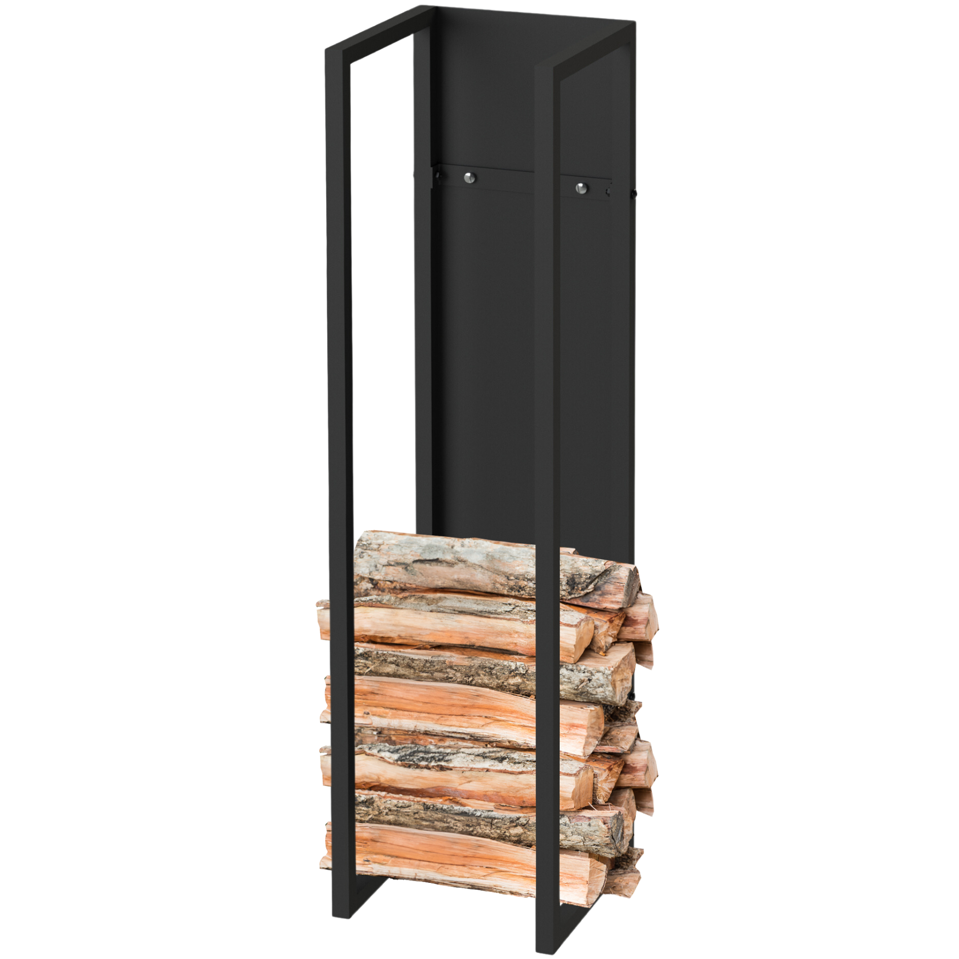 Kaminholzregal 100 x 25 x 25cm aus Metall Schwarz inkl. Ofenhandschuh