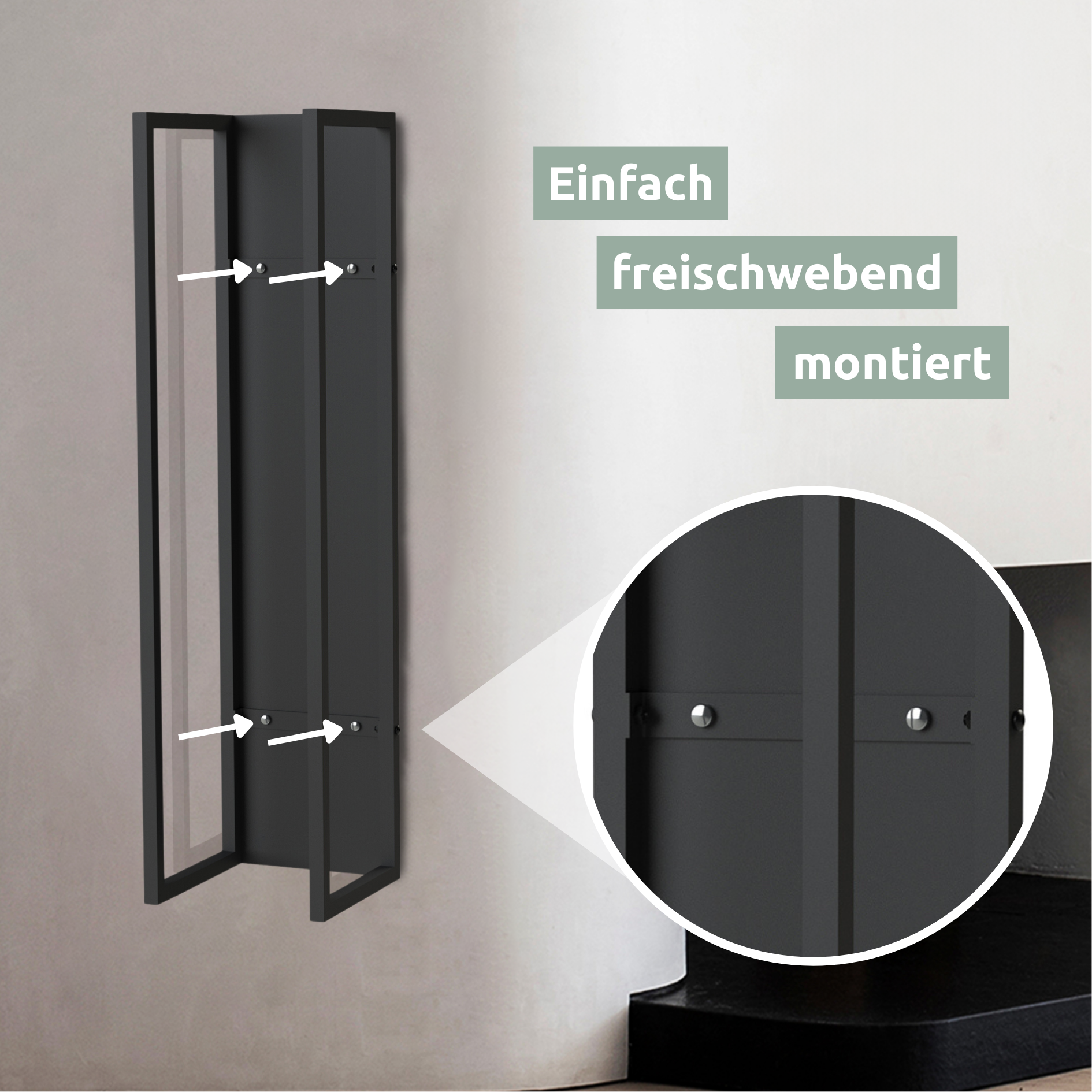 Kaminholzregal 100 x 25 x 25cm aus Metall Schwarz inkl. Ofenhandschuh