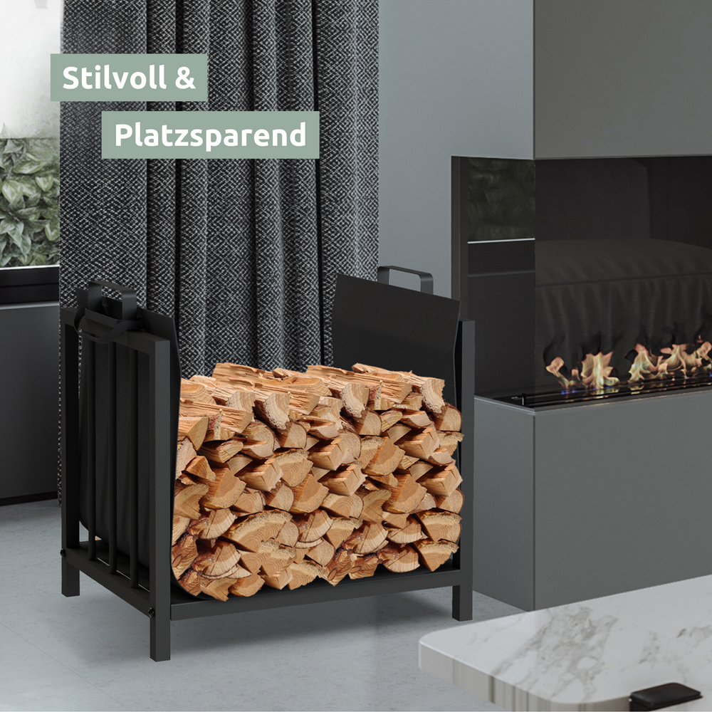 Kaminholzregal Schwarz