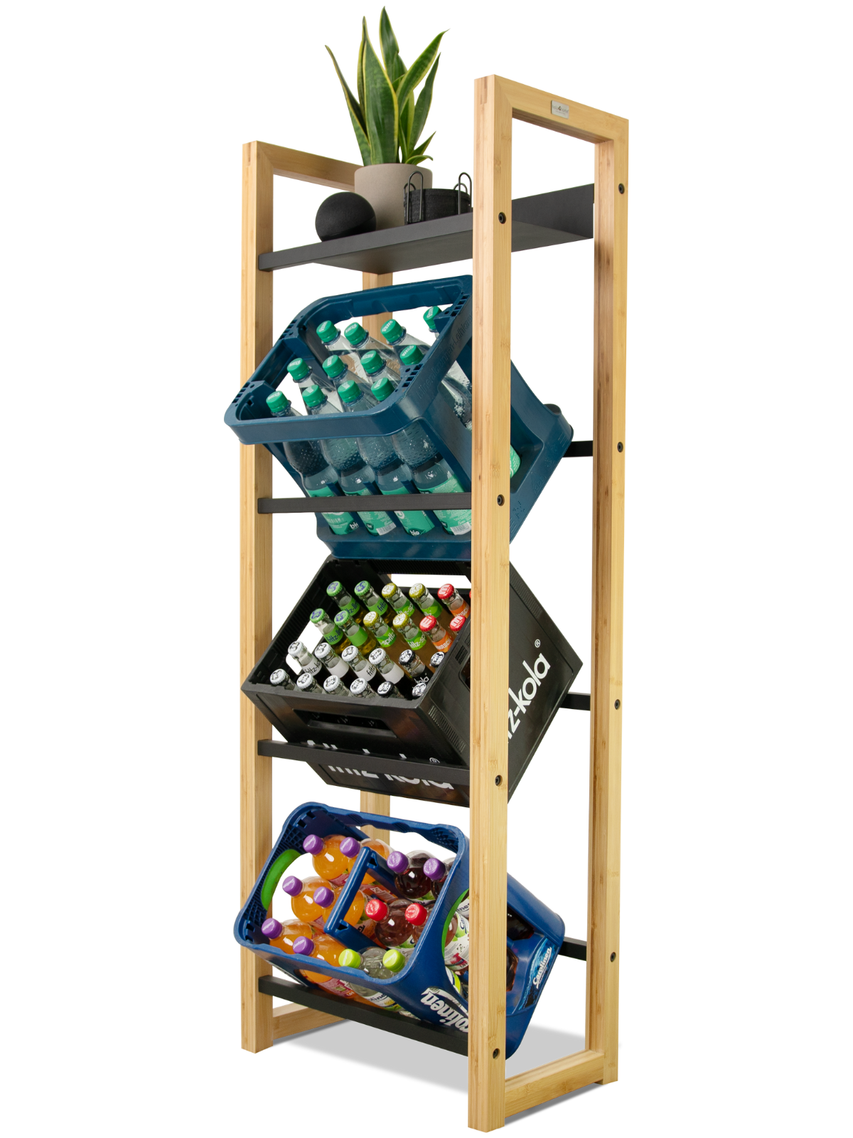 Getränkekistenregal Bambus - 4 Kisten hoch