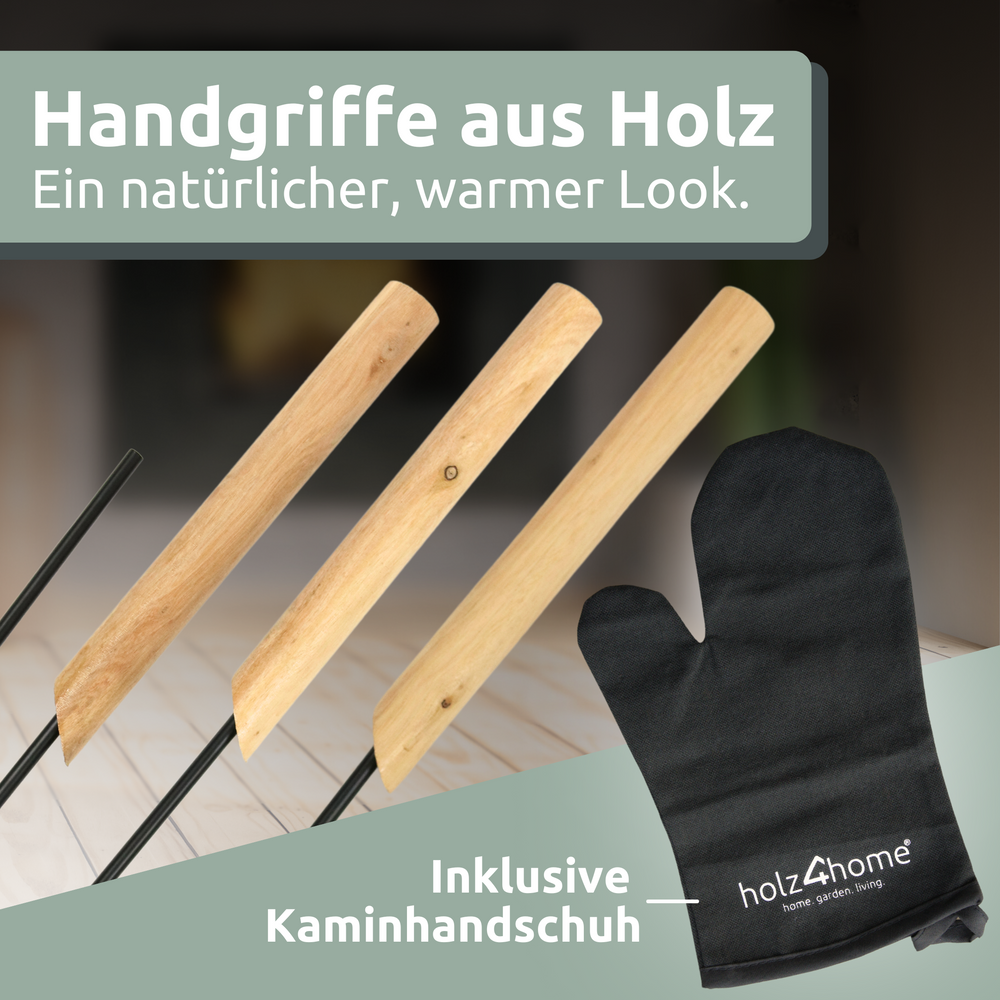 6-tlg. Kaminbesteck Schwarz