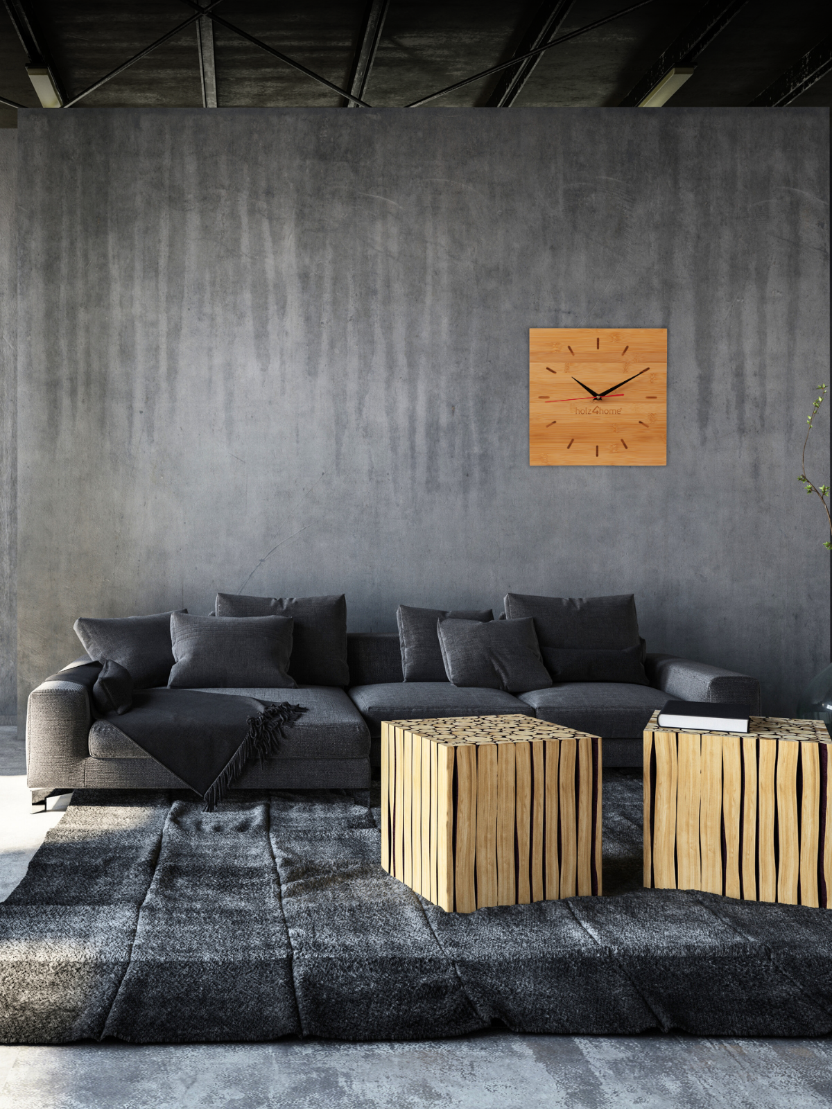 Wanduhr aus Bambus Quadratisch 30cm