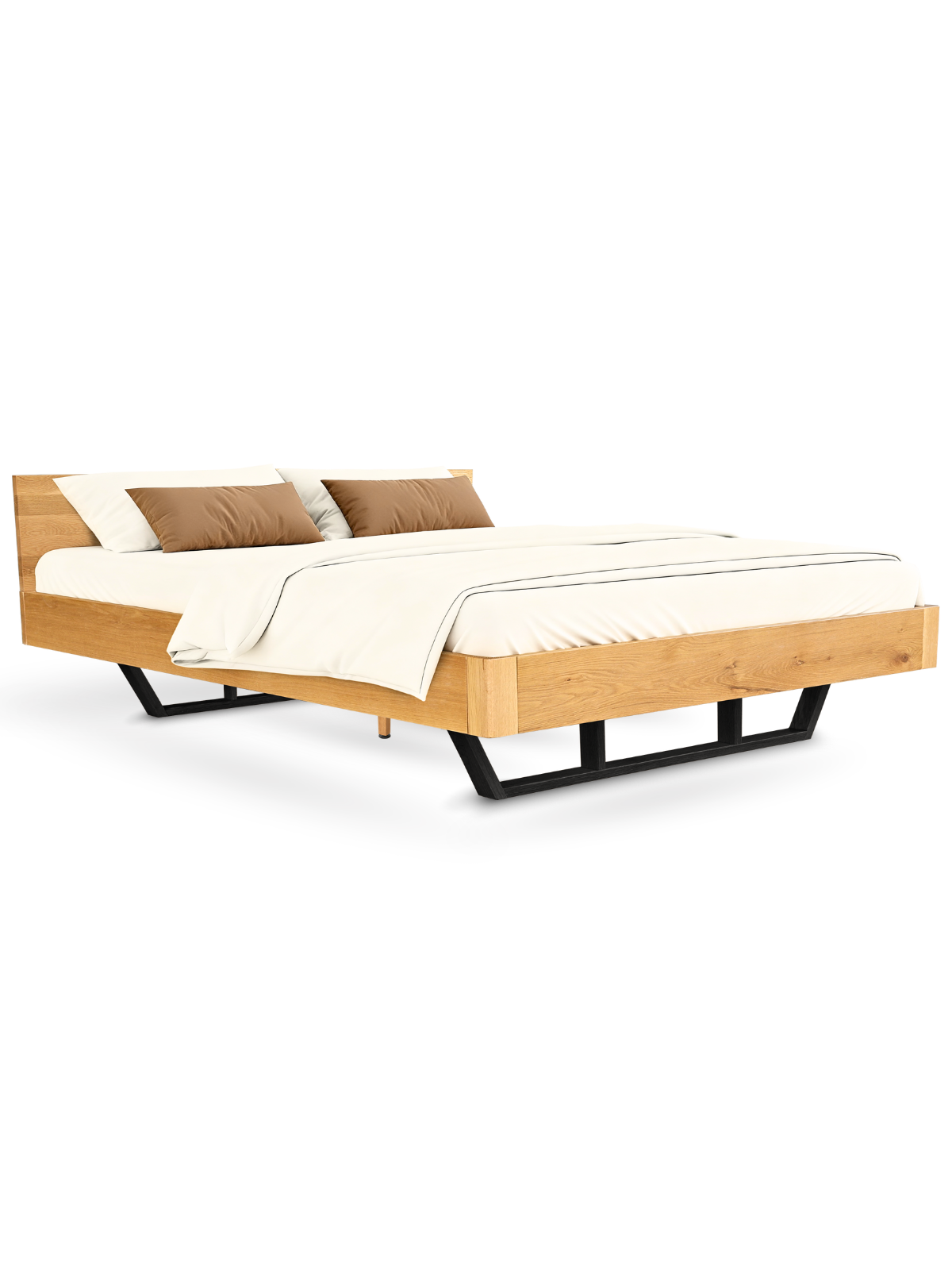 Massivholzbett Metall 200x200cm