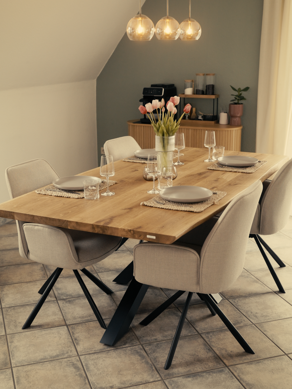 Tischplatte 300cm x 100cm mit Baumkante