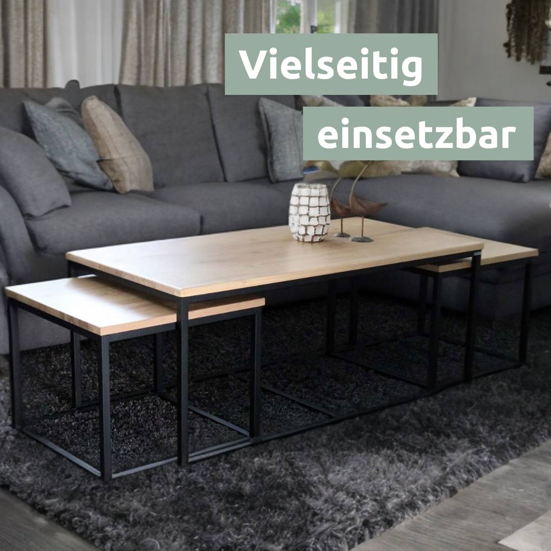 3er-Set Couchtisch aus Eiche