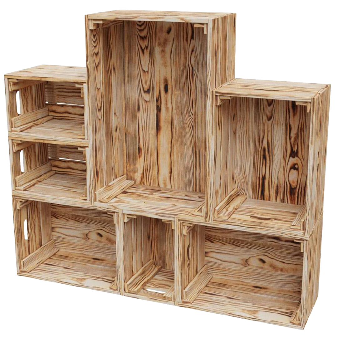 7 tlg. Set Holzkiste | Weinkiste zum Dekorieren