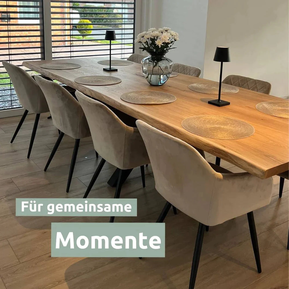 Tischplatte 260cm x 100cm mit Baumkante aus massiver Eiche