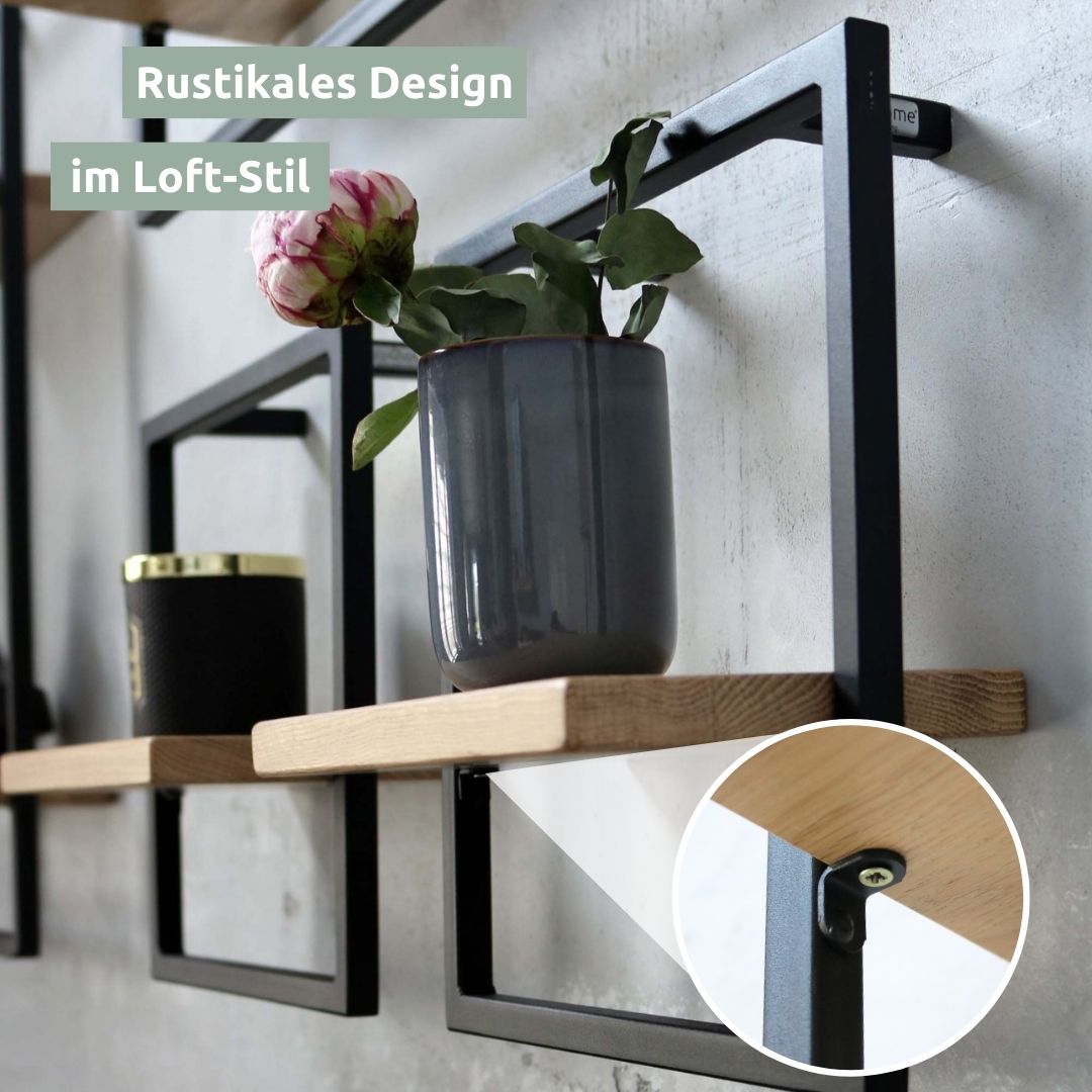 Wandregal Small Schwarz Gerahmt I Industrial Style