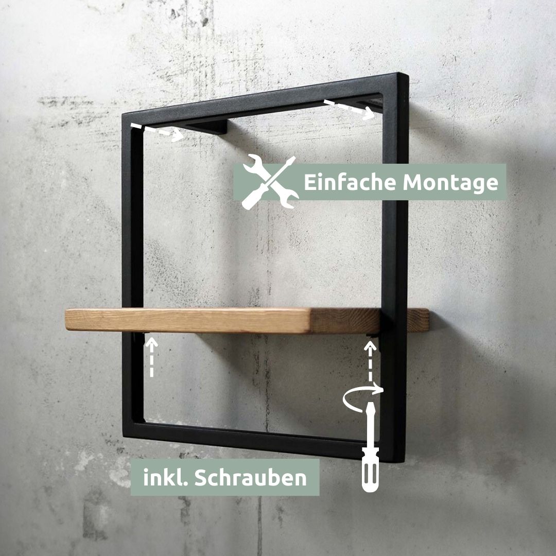 Wandregal Small Schwarz Gerahmt I Industrial Style