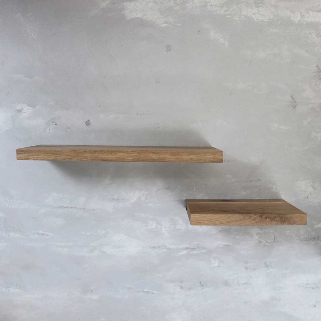 Wandregal-Set I 70cm & 40cm | Eiche Massiv I 2-teilig