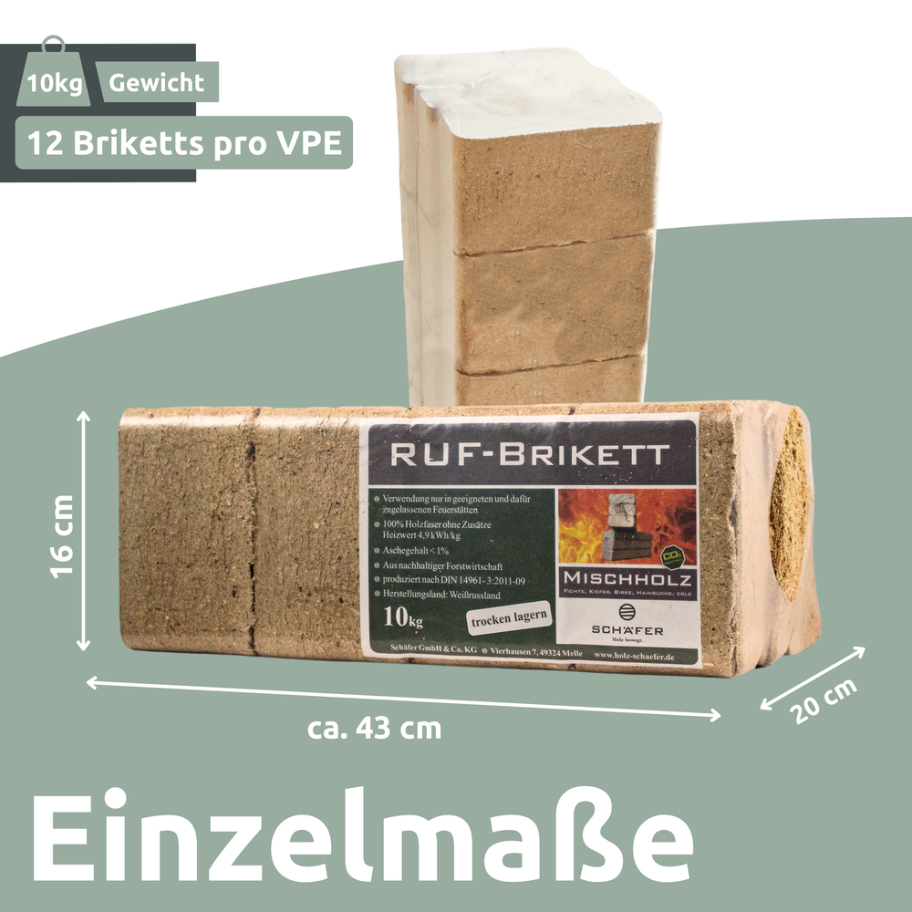 RUF - Holzbriketts Mischholz 10 kg
