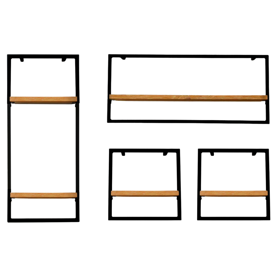 4-tlg. Wandregale in schwarz gerahmt