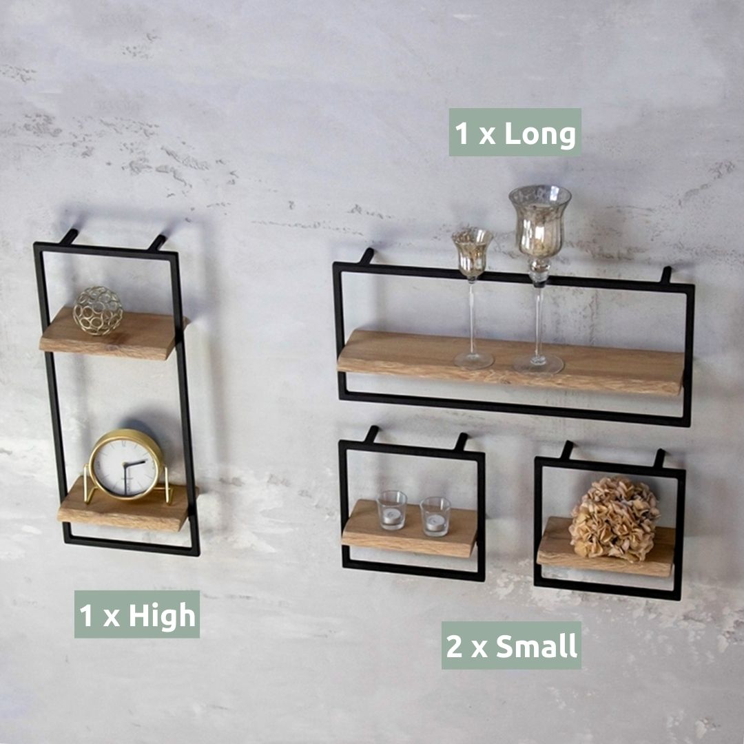4-tlg. Wandregale in schwarz gerahmt