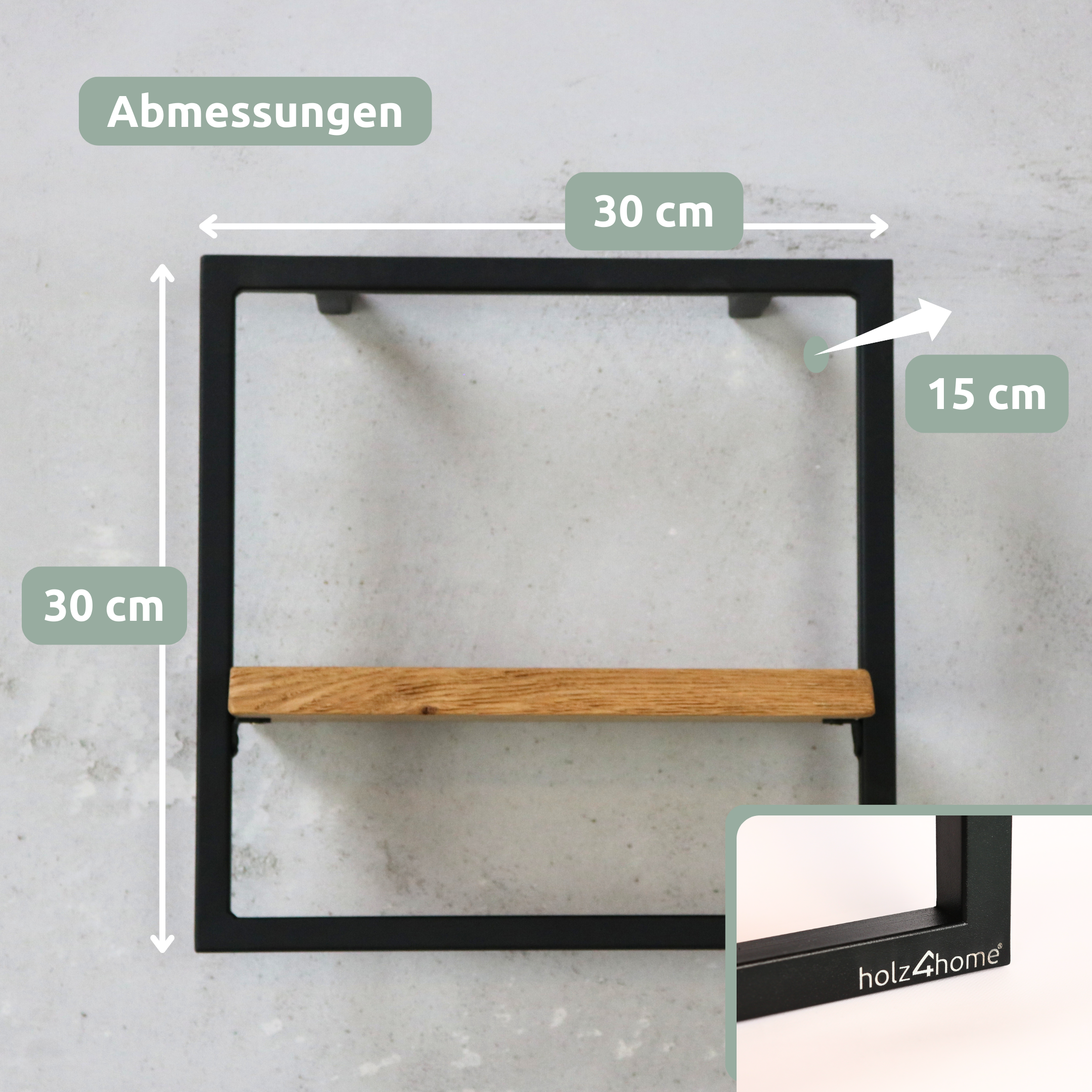 4-tlg. Wandregale in schwarz gerahmt