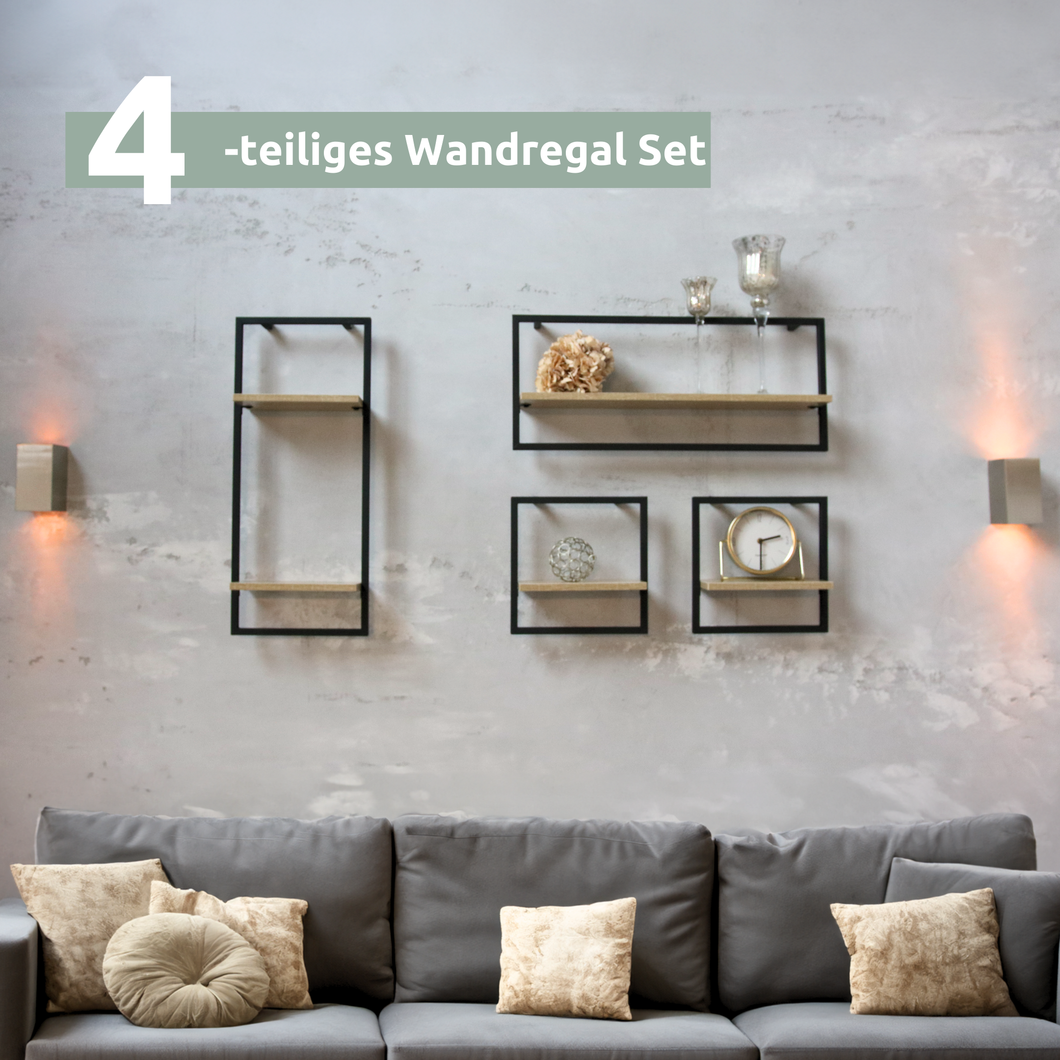 Wandregal mit Rahmen MDF Sonoma