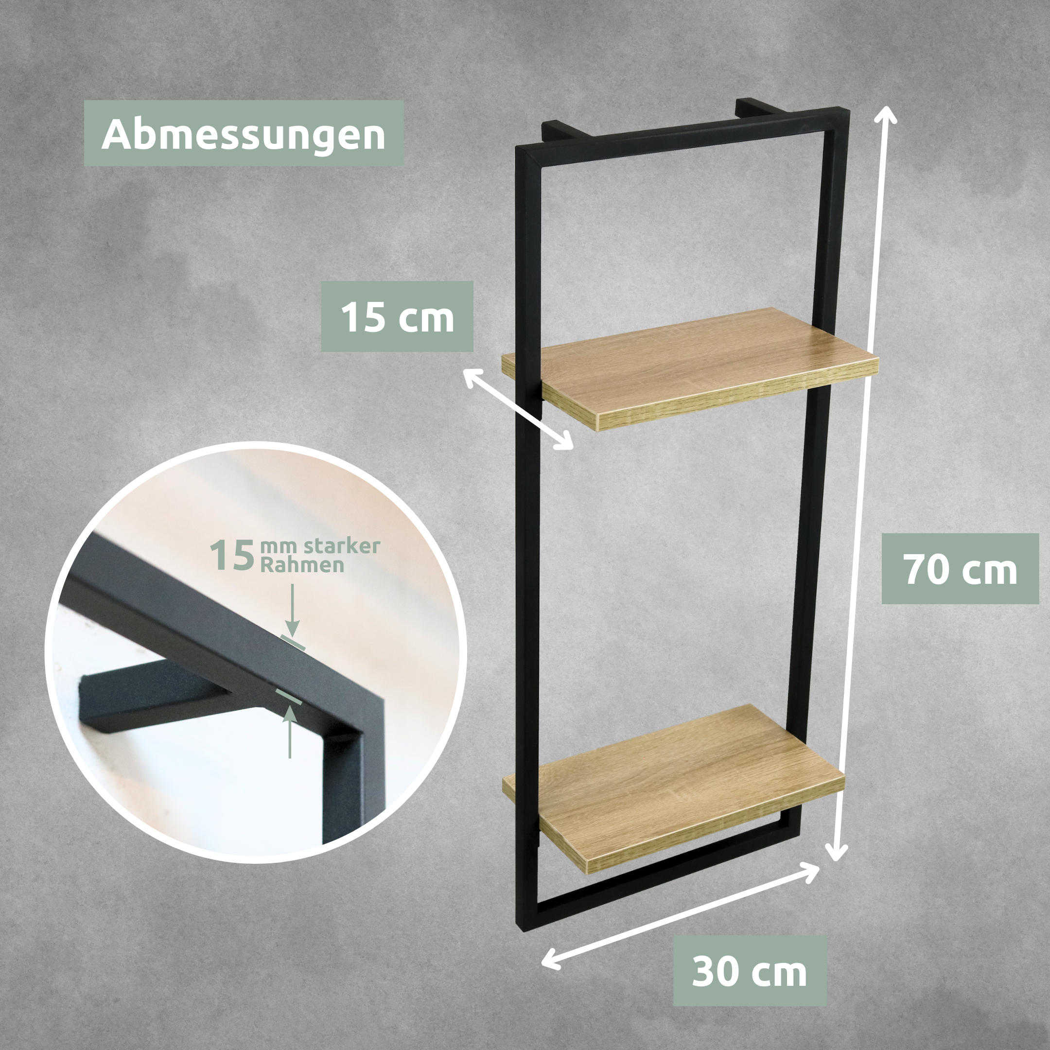 Wandregal mit Rahmen MDF Sonoma