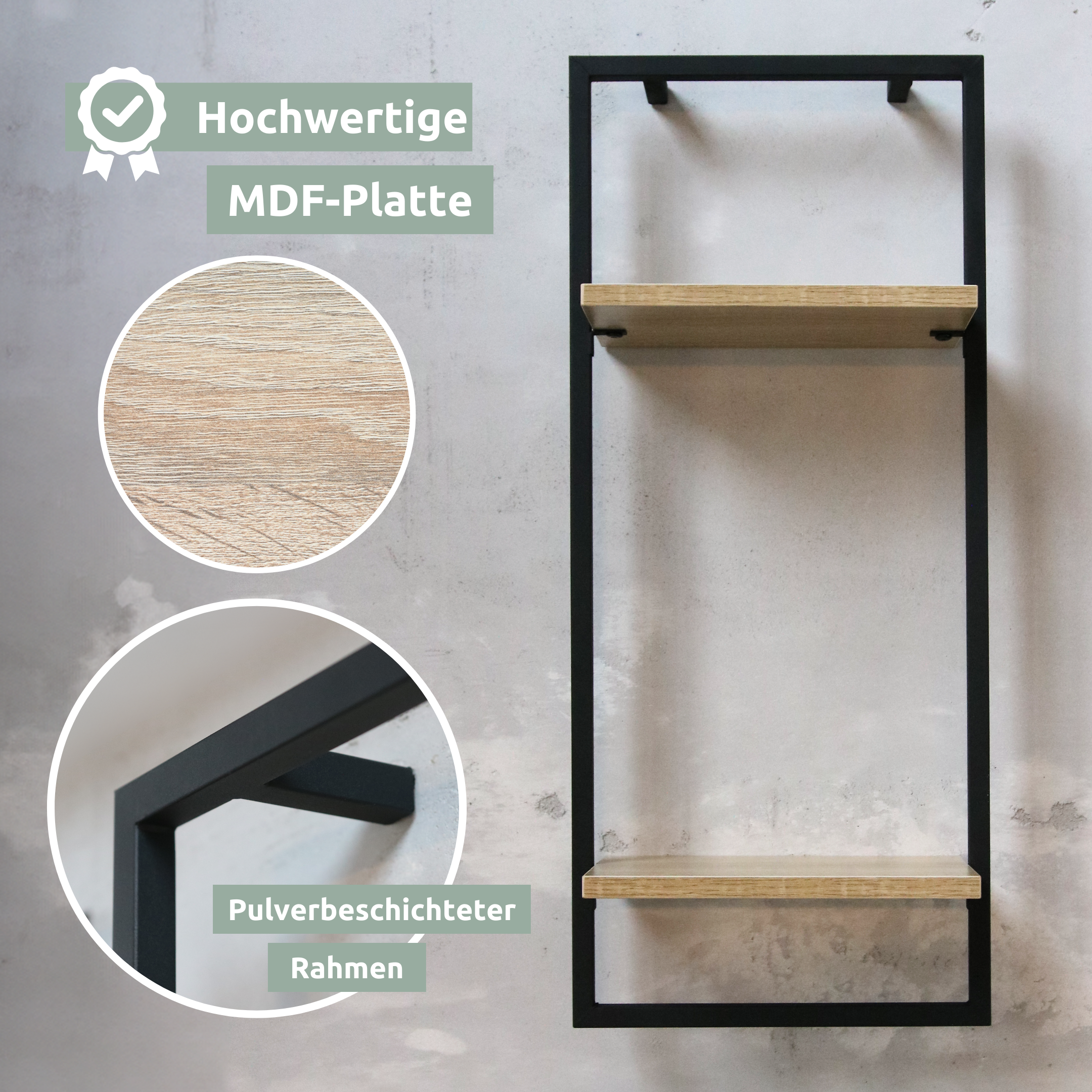 Wandregal mit Rahmen MDF Sonoma