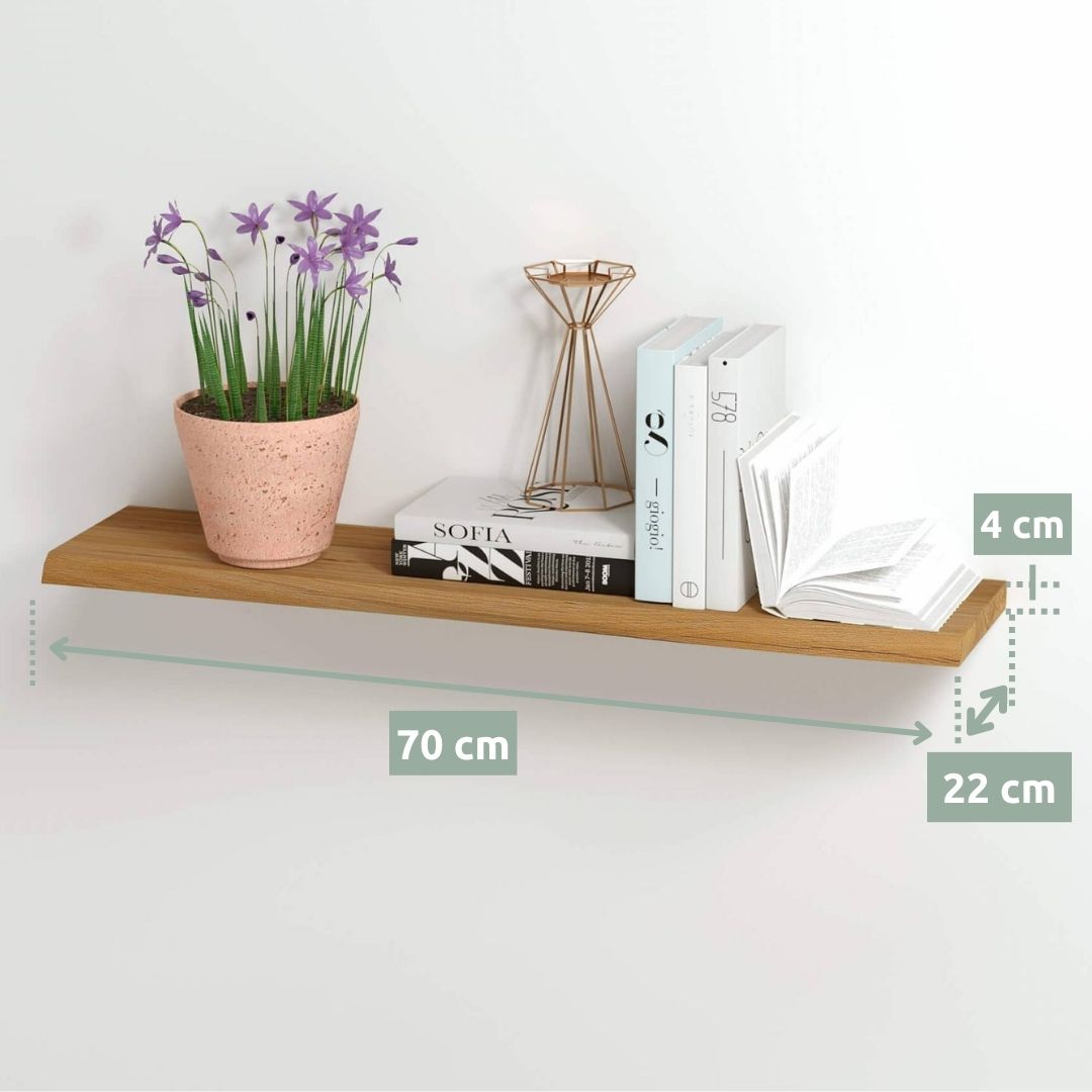 Wandregal-Set I 70cm & 40cm | Eiche Massiv I 2-teilig