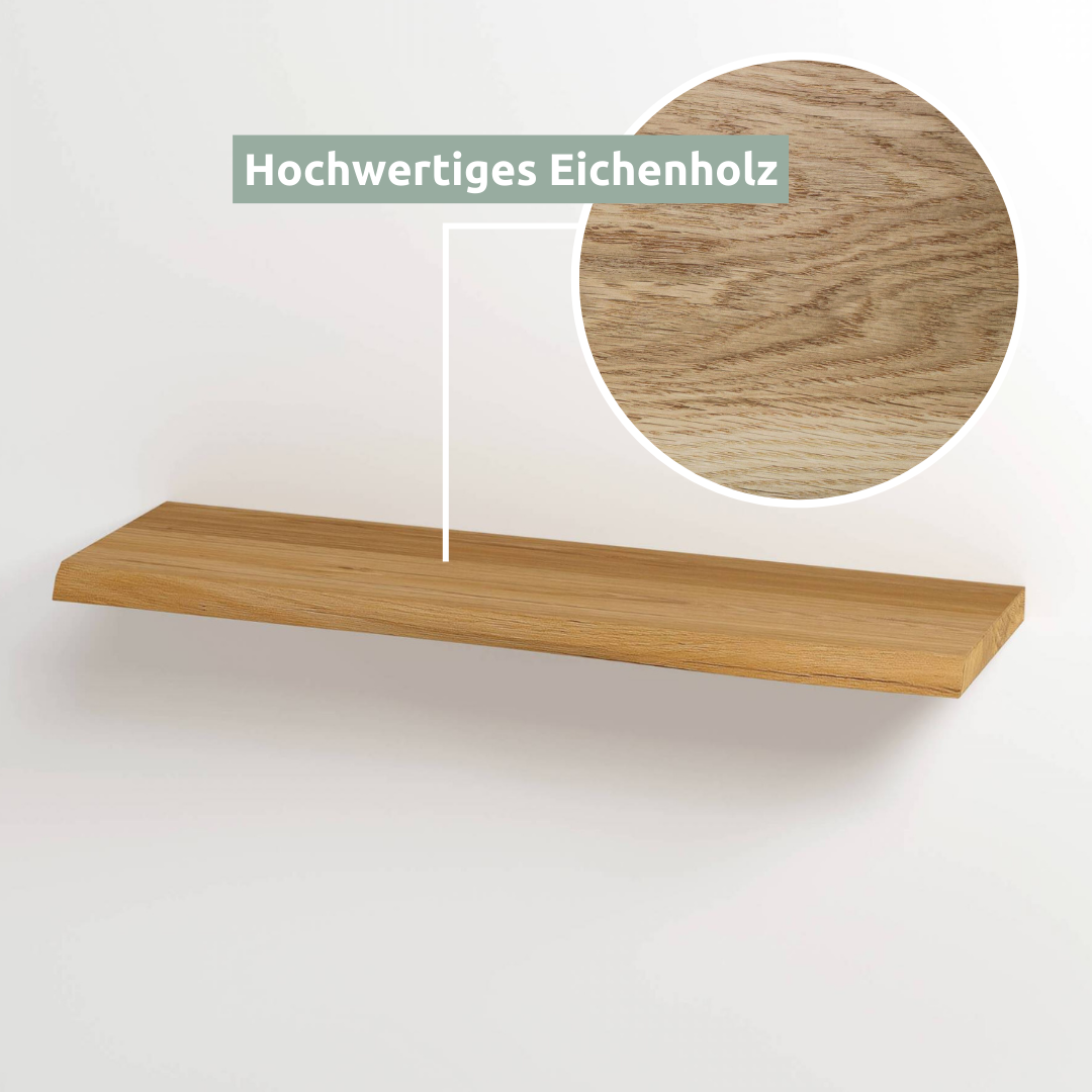 Wandregal-Set I 70cm & 40cm | Eiche Massiv I 2-teilig