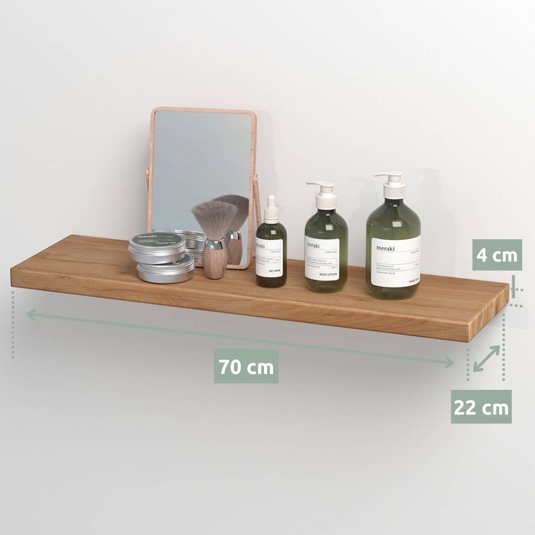 Wandregal-Set I 70cm & 40cm | Eiche Massiv I 2-teilig