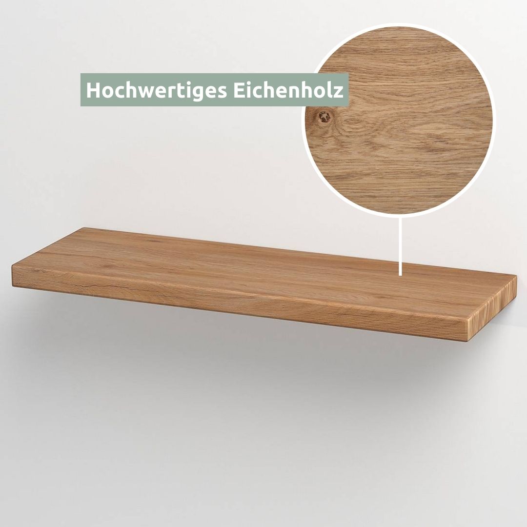 Wandregal-Set I 70cm & 40cm | Eiche Massiv I 2-teilig