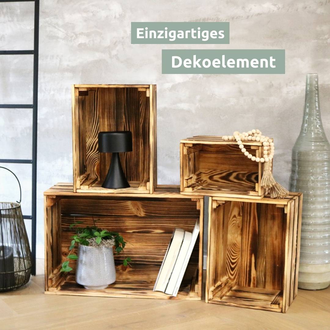 6 tlg. Set Holzkiste | Weinkiste zum Dekorieren von holz4home®