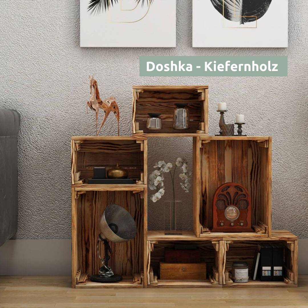 6 tlg. Set Holzkiste | Weinkiste zum Dekorieren von holz4home®