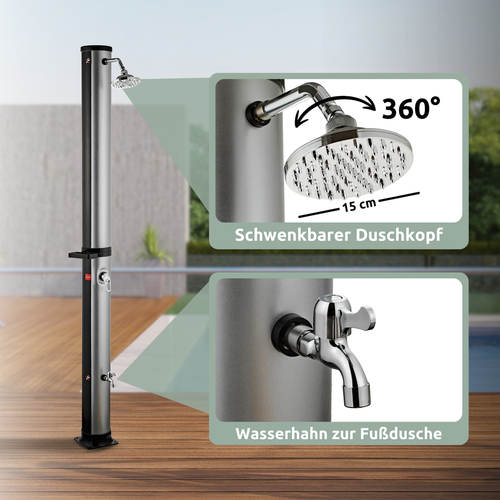 Outdoor Solardusche mit Wasserspeicher