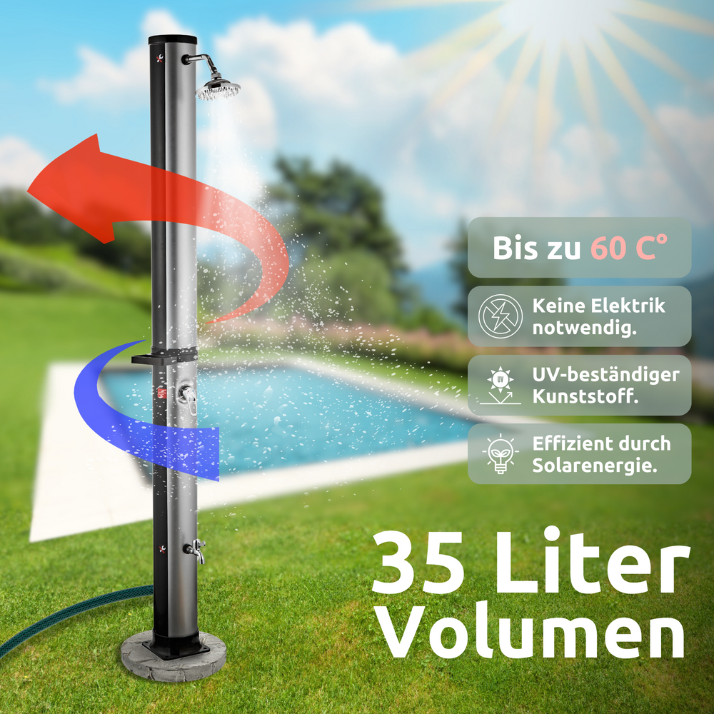 Outdoor Solardusche mit Wasserspeicher