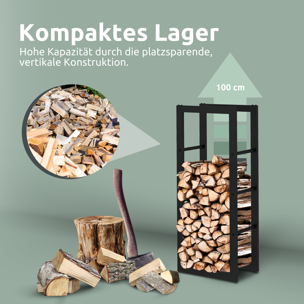 Kaminholzregal aus Metall Schwarz