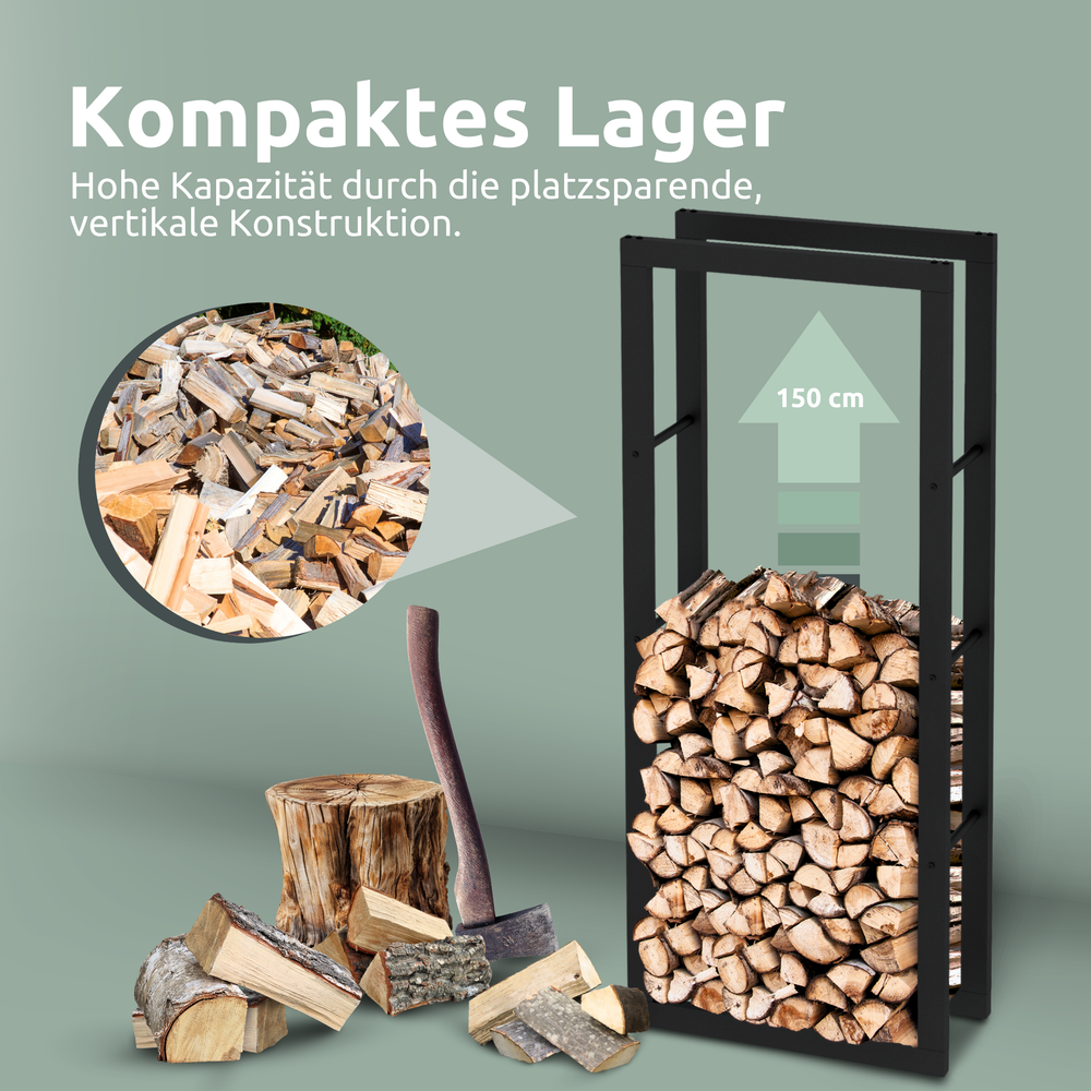 Kaminholzregal aus Metall Schwarz