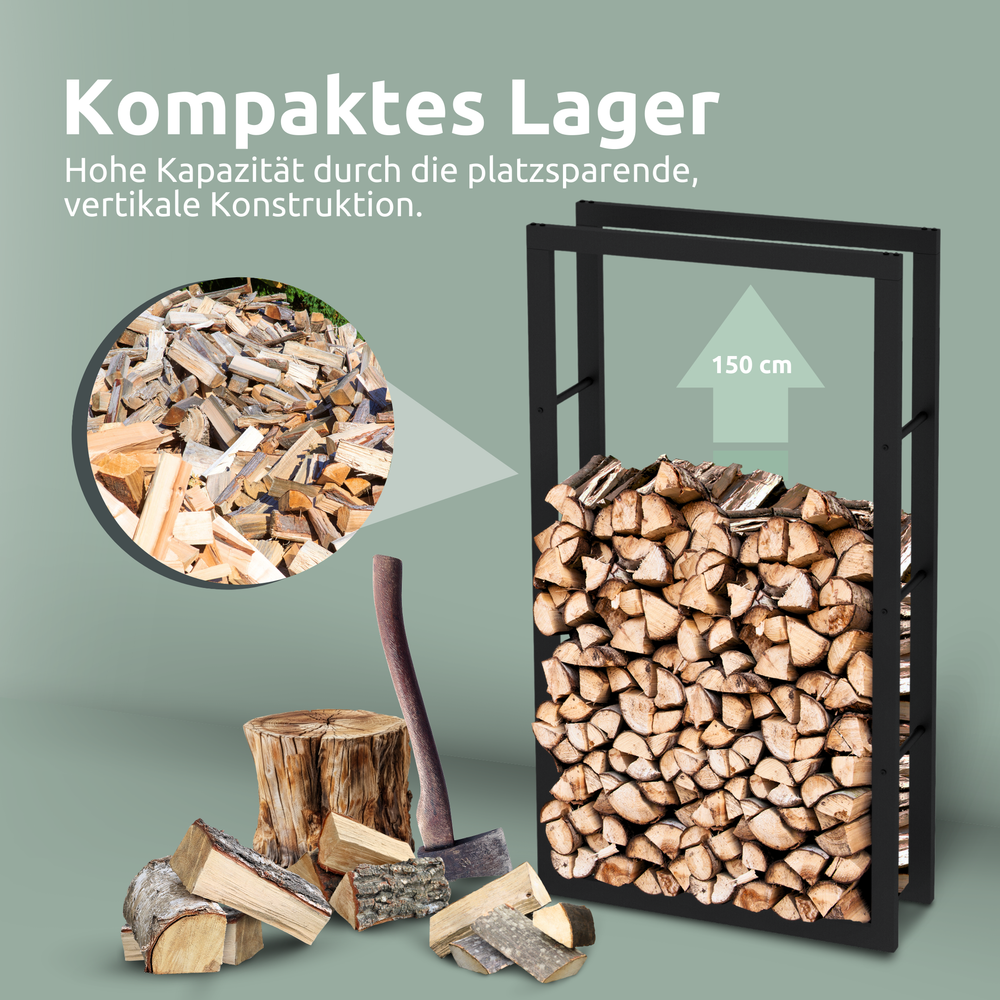 Kaminholzregal aus Metall Schwarz