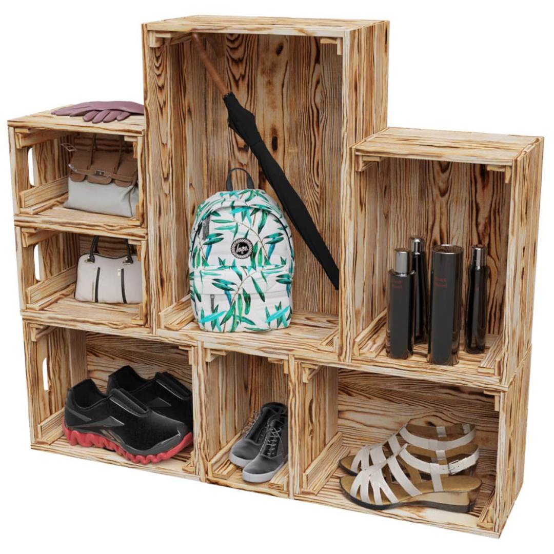 7 tlg. Set Holzkiste | Weinkiste zum Dekorieren