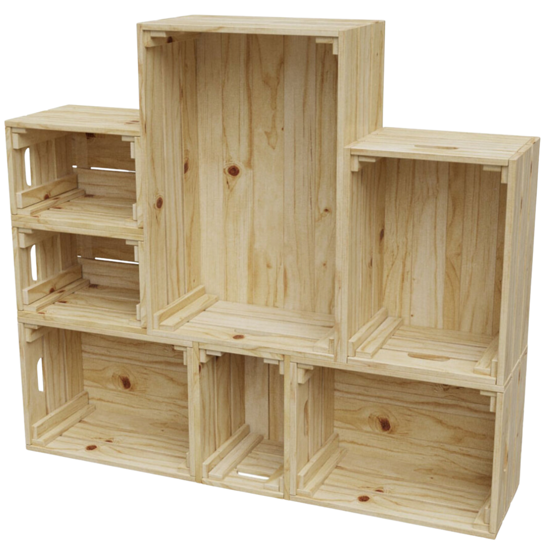 7 tlg. Set Holzkiste | Weinkiste zum Dekorieren