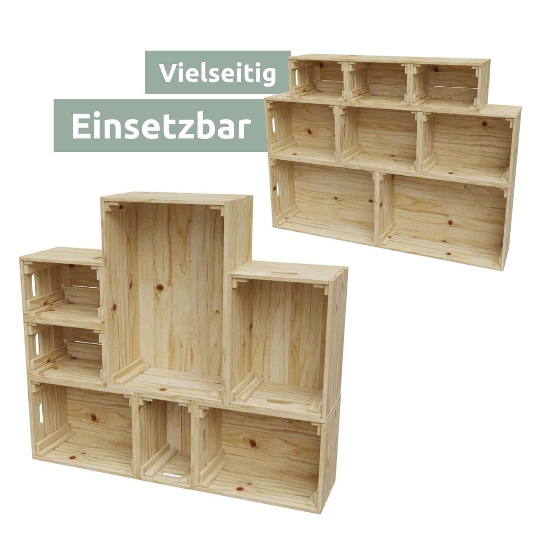 7 tlg. Set Holzkiste | Weinkiste zum Dekorieren