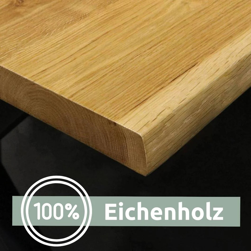 Tischplatte 300cm x 100cm mit Baumkante aus massiver Eiche