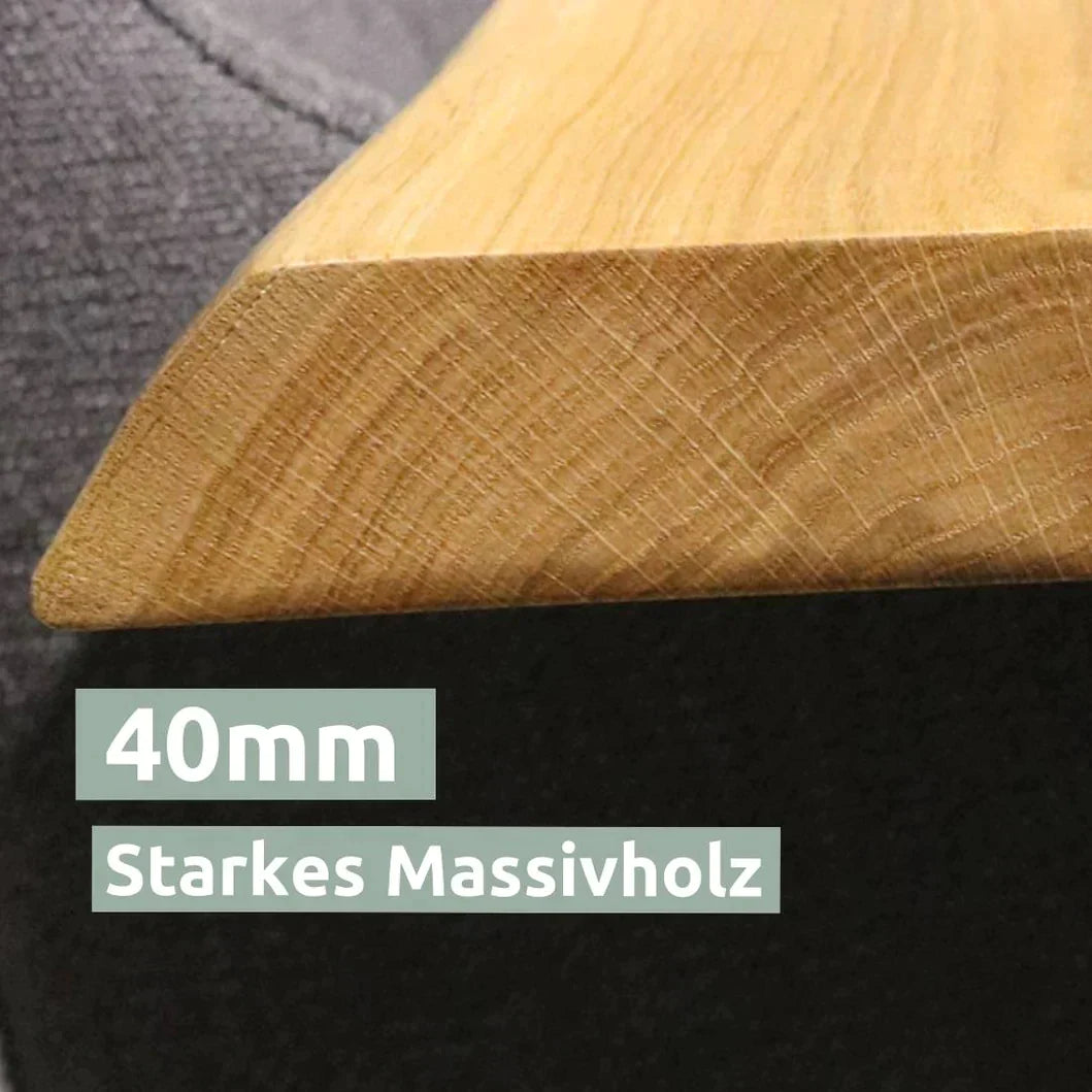 Tischplatte 240cm x 100cm mit Baumkante aus massiver Eiche