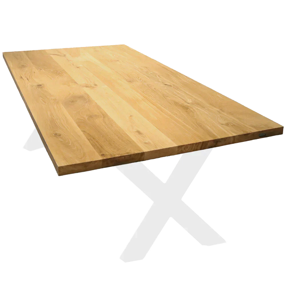 Tischplatte 240cm x 100cm ohne Baumkante aus massiver Eiche