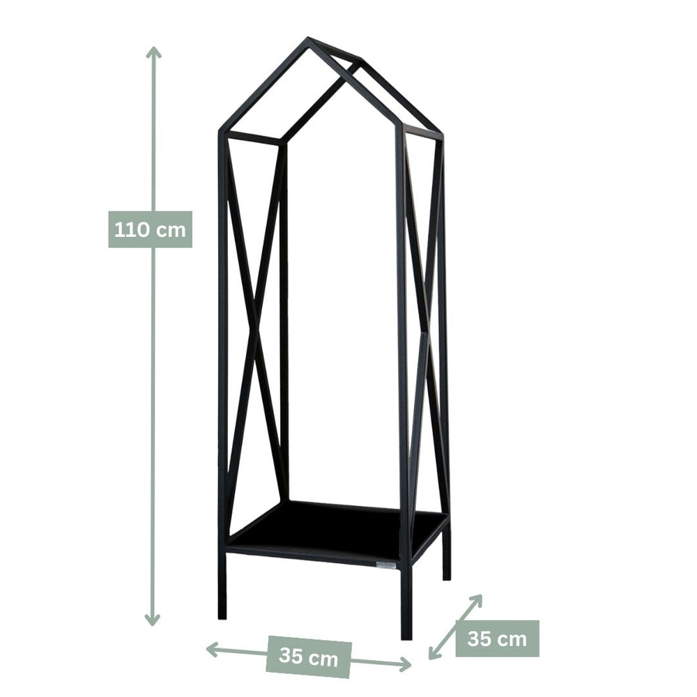 Holzaufbewahrung in schwarz