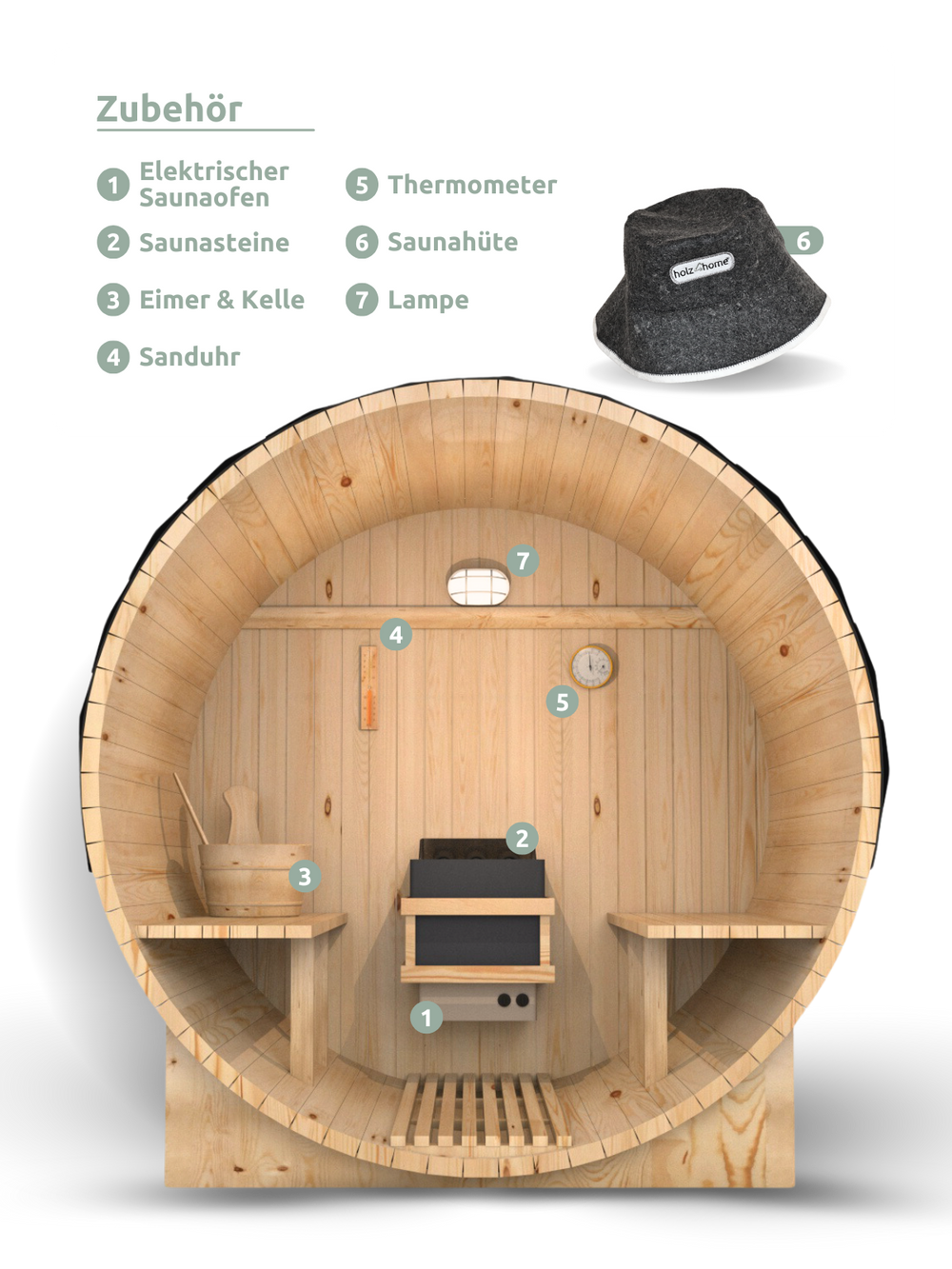 Fasssauna L Pini wood Outdoor Sauna inkl. Ofen